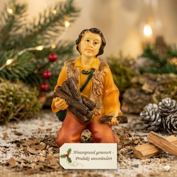 Handbemalte Krippenfigur Holzsammler, ca. 7 cm, K 001-27